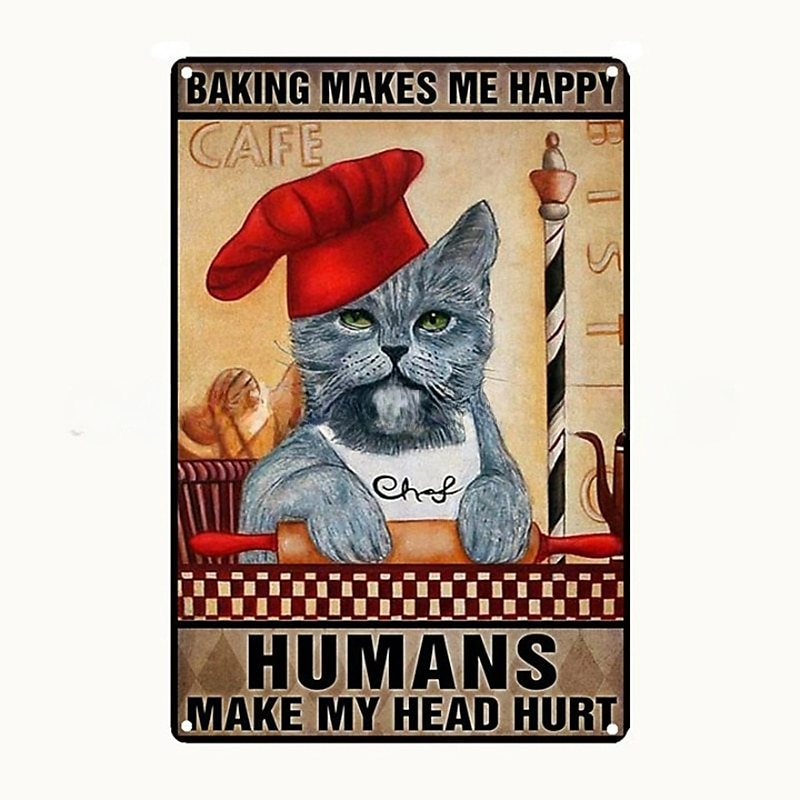 1pc Retro Metal Tin Sign Cute Cat Tin Sign Vintage Kitchen Signs Wall Decor, Painting Wall Hanging for Home Decor Wall Art Metal Tin Sign 20x30cm/8''x12'' 2025 - $10.99 –P14