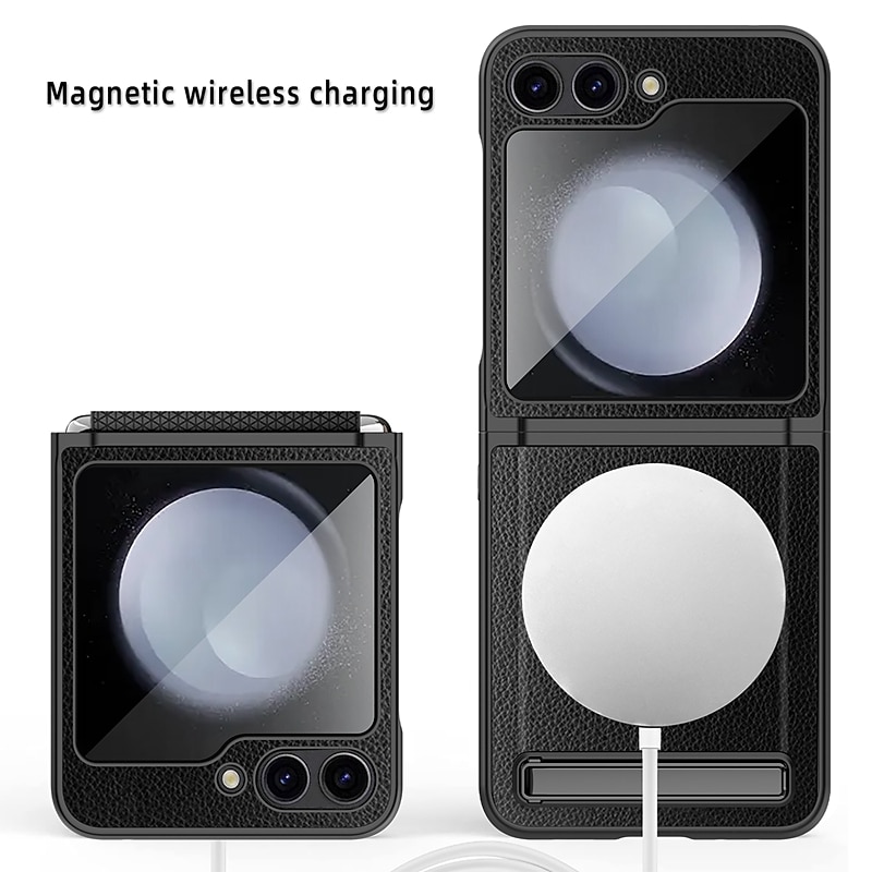Чехол для телефона для Samsung Galaxy Z Flip 5 с MagSafe с защитной пленкой против царапин поддержка беспроводной зарядки ретро TPU ПК PU кожа 2025 - $32.99 –P11