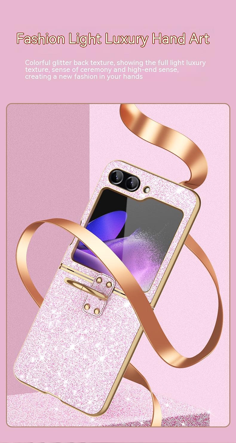 Phone Case For Samsung Galaxy Z Flip 6 Z Flip 5 Z Flip 4 Z Flip 3 Back Cover Portable Bumper Frame Plating sky Glitter Shine TPU PC Metal 2025 - $21.99 –P6