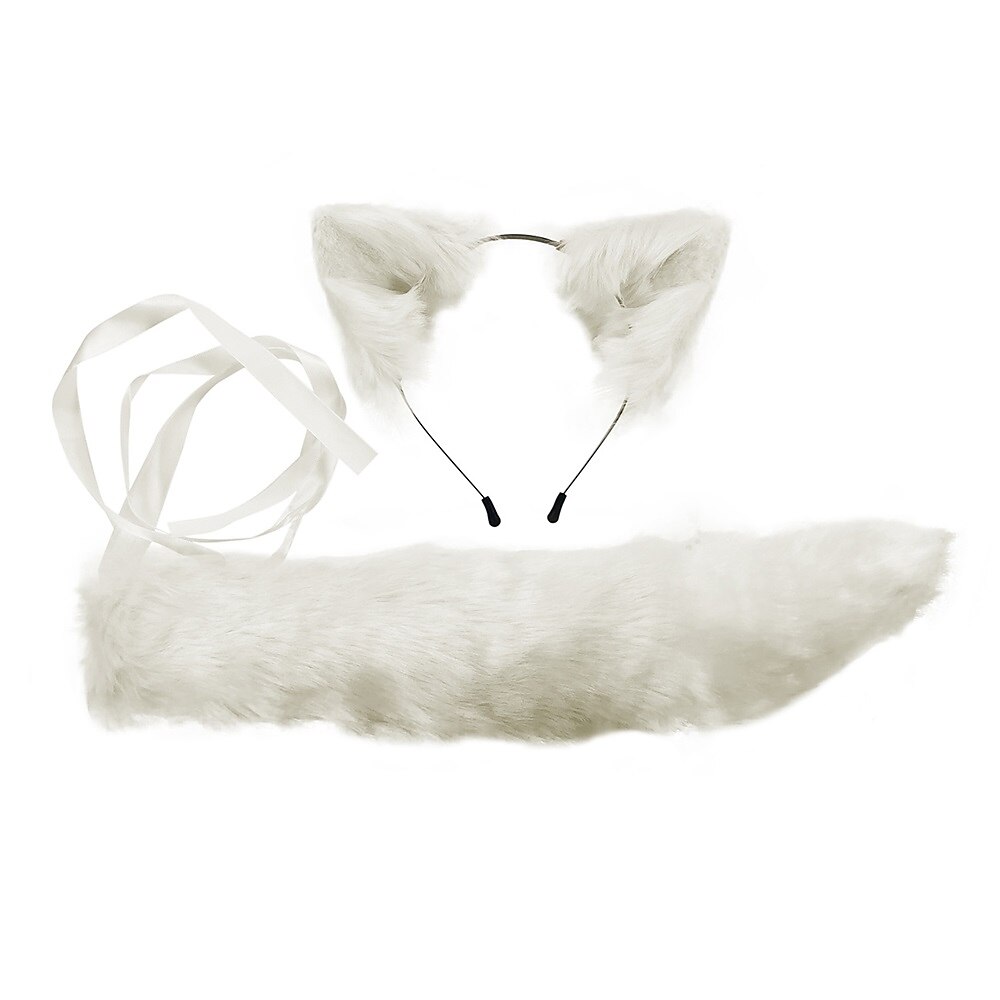 Conjunto de accesorios de cola de aro para el pelo con orejas de animales, cosplay hecho a mano, anime, bonito color zorro, piel de conejo 2025 - $20.99 –P1