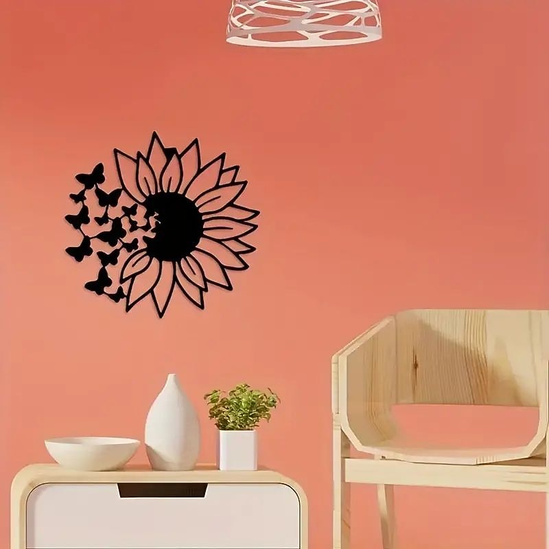 fluture modern floarea soarelui decor de perete metalic copacul vieții artă de perete metalică ornament de pasăre acasă dormitor sufragerie decor fereastră 2026 - $23.99 –P5