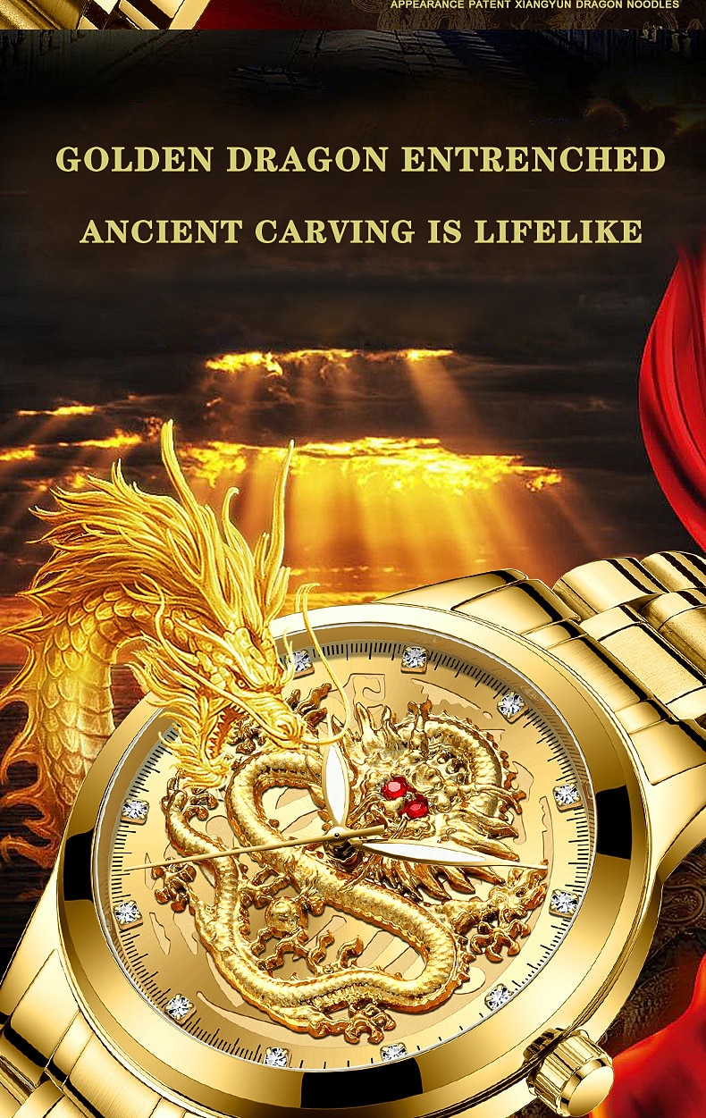 Horloge mannen horloges luxe gouden quartz polshorloge 3D waterdichte draak automatische zelfopwind horloge cadeau voor mannen Relojes 2026 - $29.99 –P2