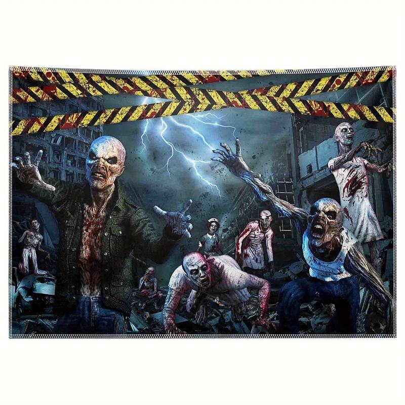 halloween zombie hengende veggteppe veggkunst stor billedvev veggmaleri dekor fotografi bakteppe teppe gardin hjem soverom stue dekorasjon halloween dekorasjoner 2025 - $13.99 –P7