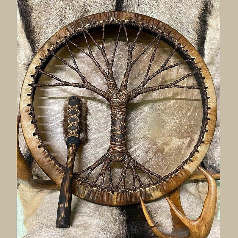 levensboom sjamaan trommel siberische trommel met de hand versierde ambachten sjamaan geschenken 2025 - $39.99 –P8