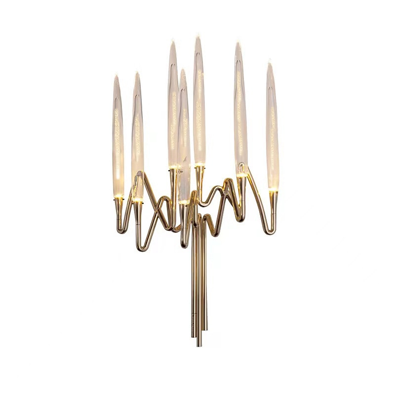 luces de pared de interior de cristal k9 7 cabezas de oro led aplique de pared de estilo nórdico sala de estar tiendas cafés acero blanco cálido luz de pared blanco cálido 110-240v 2026 - $630.69 –P8