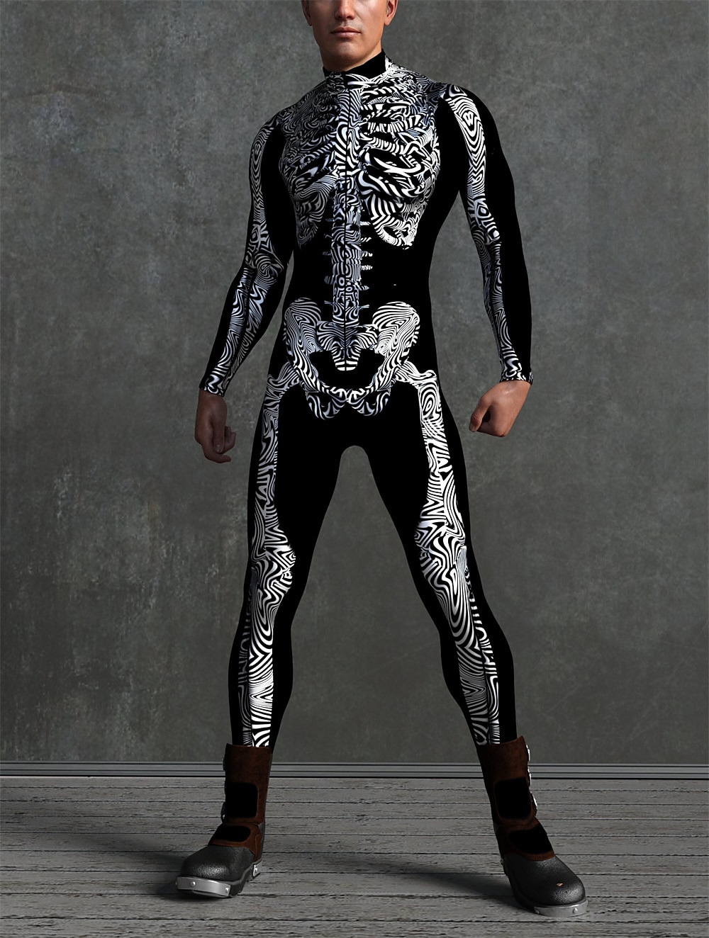 Totenkopf Halloween Cosplay Kostüm Bodysuits Ganzkörper-Catsuit Karnevalskostüm Ganzkörperanzug Einteiler Gruseliges Kostüm Kinder Erwachsene Herren Damen Maskerade Karneval Party Halloween Einfache 2025 - $37.99 –P5