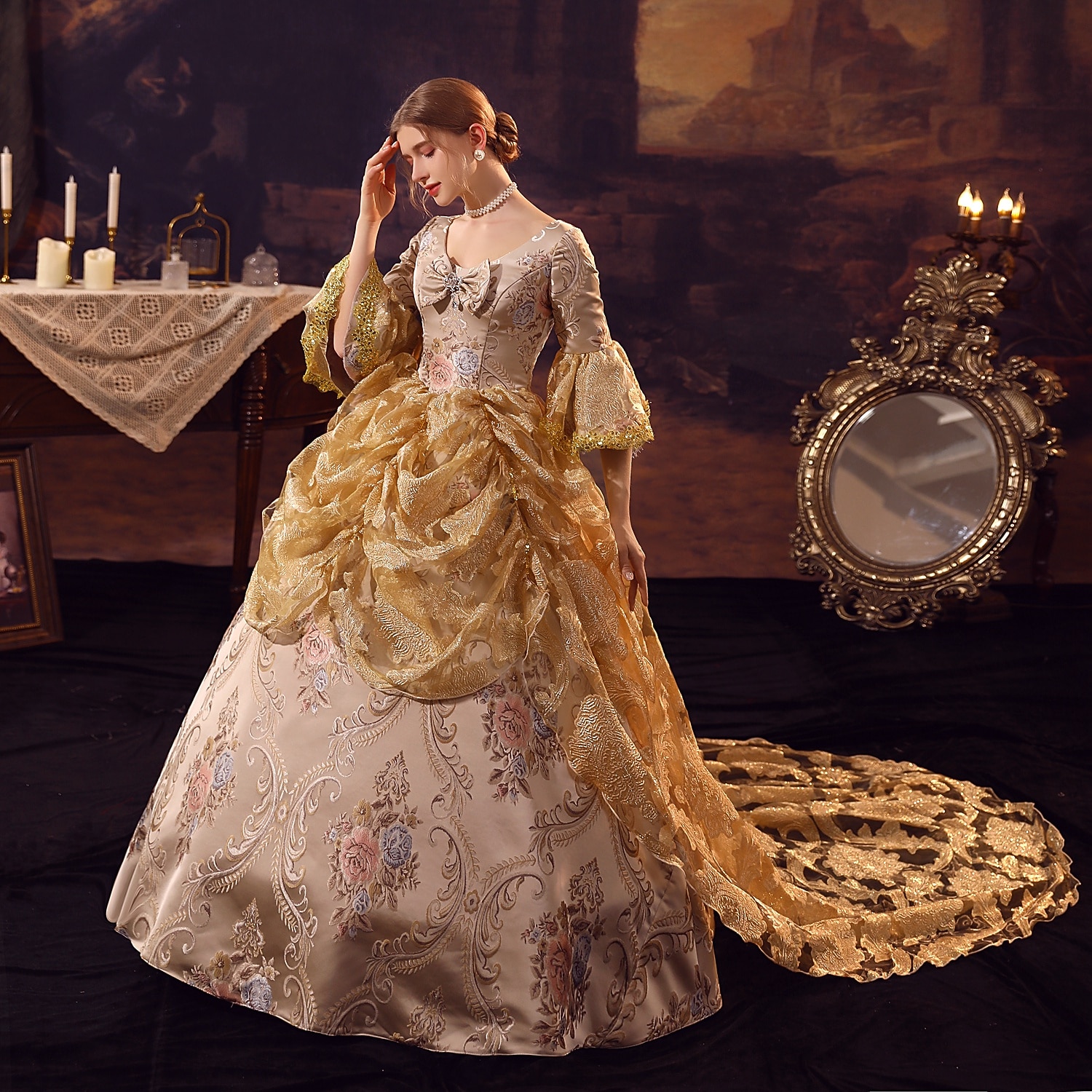 Gotisch Viktorianisch Vintage inspiriert Kleid Partykostüm Abschlussballkleid Prinzessin Shakespeare Braut Einfarbig Ballkleid Kostüm Damen königlich Halloween Karneval Valentinstag Abendgesellschaft 2026 - $162.99 –P1