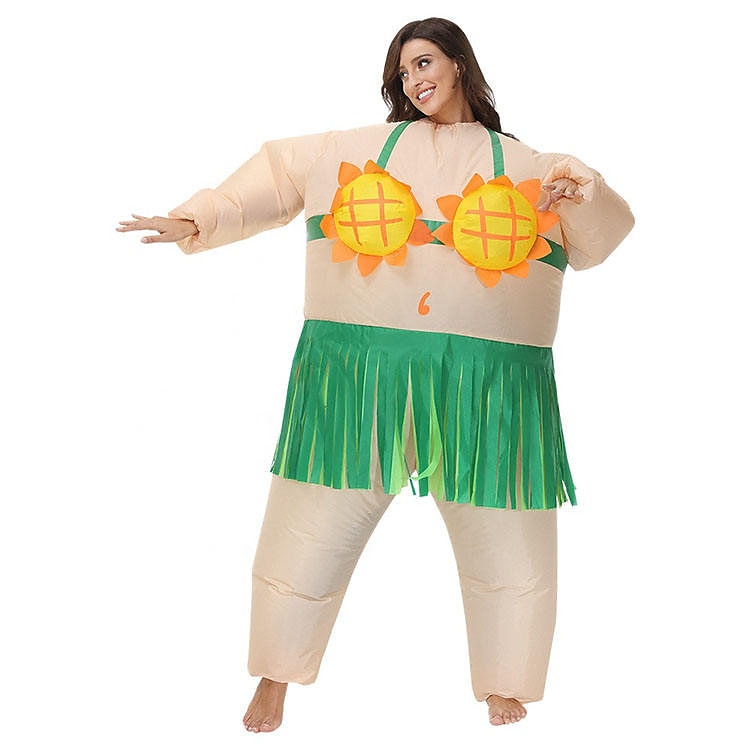 Couples Hawaiian Inflatable Costumes Halloween Group Couples Costumes All Movie Cosplay Funny Costume Green Leotard / Onesie Halloween Carnival Masquerade Cloth 2025 - $62.99 –P5