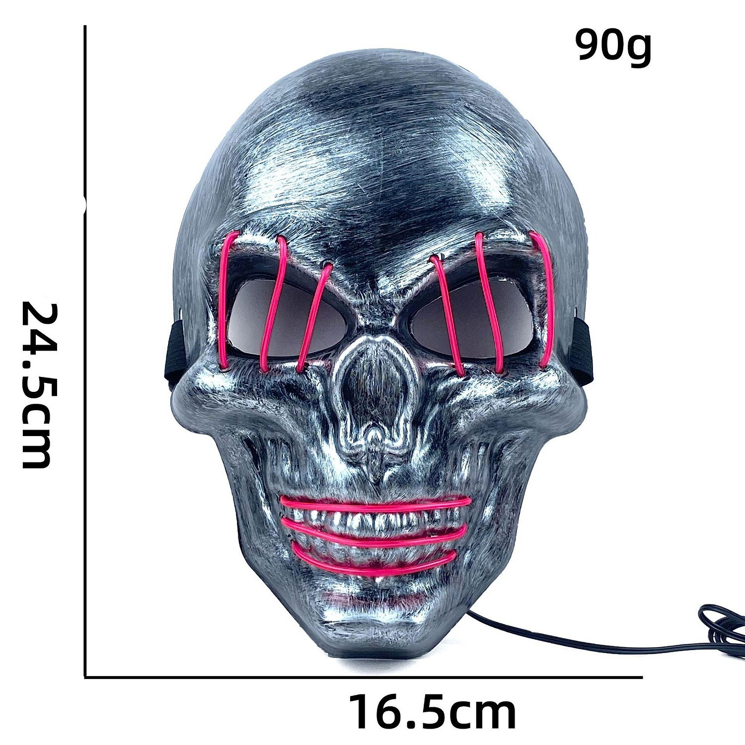 halloween ghost head white silver skull light mask led ghost head horror atmosphere mask 2025 - $11.99 –P11
