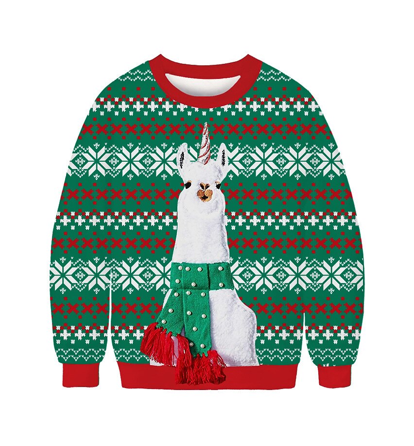 Karácsony Alpaka Pullover Vicces karácsonyi pulóver Állat minta 3D nyomtatás 3D Grafikus Kompatibilitás Páros Férfi Női Felnőttek Karácsony 3D nyomtatás Parti Fesztivál 2025 - $28.99 –P5