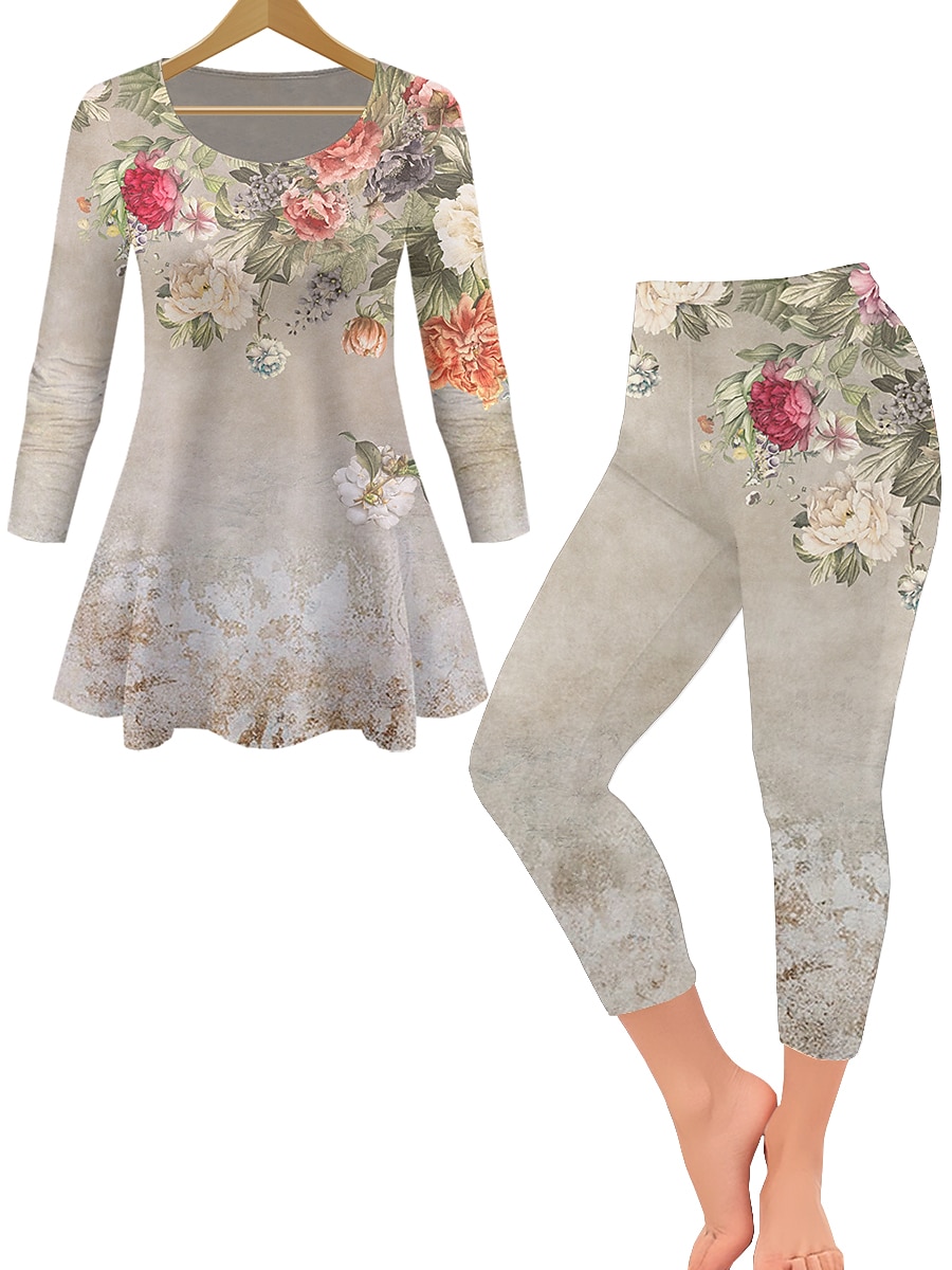 dames loungewear sets 2 stuks kattenbloem casual comfort thuis dagelijks ademend ronde hals lange mouw trui broek zomer lente thuis outfits 2025 - $23.99 –P1