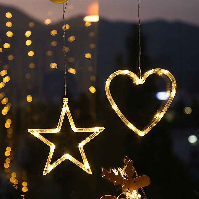 Christmas Decor Night Light Santa Elk Angel Heart LED Light Battery Powered Suction Cup Window Chandelier Xmas Tree New Year Party Holiday Home Decoration 2025 - CAD $9.99 –P7