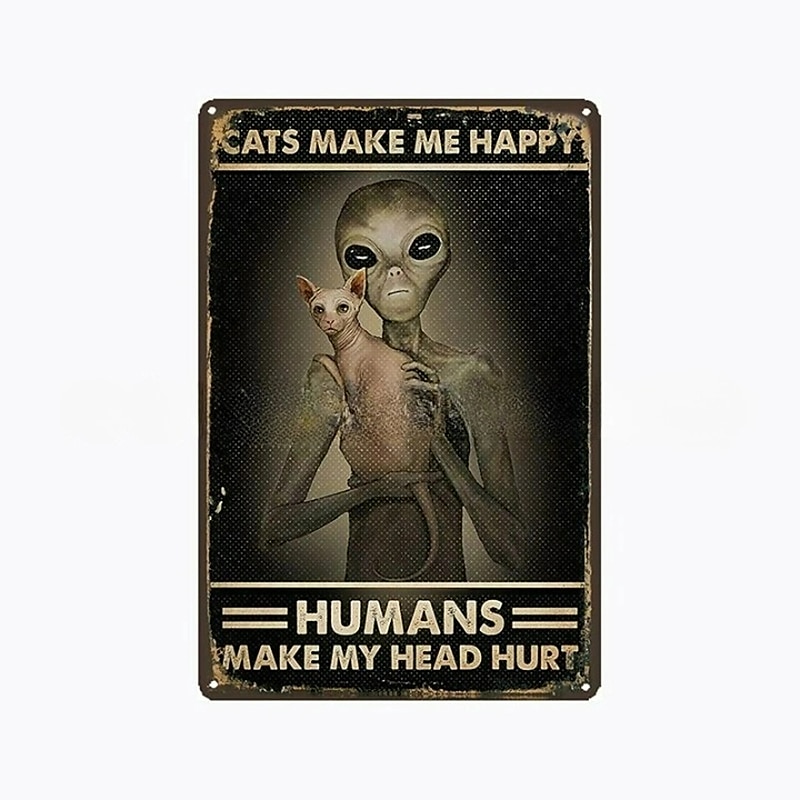 1 pieza de cartel de hojalata de metal retro, cartel de hojalata de gato lindo, carteles de cocina vintage, decoración de pared, pintura colgante de pared para decoración del hogar, arte de pared, cartel de hojalata de metal 20x3 0cm/8''x12'' 2025 - $11.99 –P12