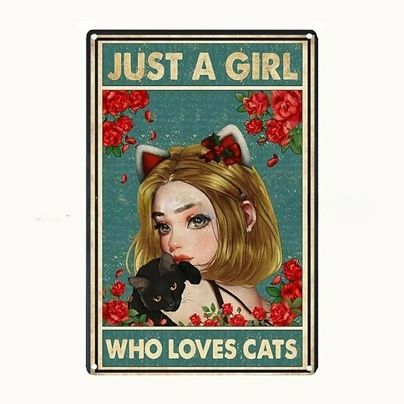 1pc Retro Metal Tin Sign Cute Cat Tin Sign Vintage Kitchen Signs Wall Decor, Painting Wall Hanging for Home Decor Wall Art Metal Tin Sign 20x30cm/8''x12'' 2025 - $10.99 –P3