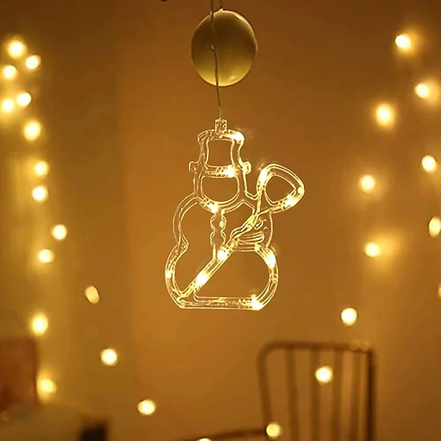 Christmas Decor Night Light Santa Elk Angel Heart LED Light Battery Powered Suction Cup Window Chandelier Xmas Tree New Year Party Holiday Home Decoration 2025 - CAD $9.99 –P12