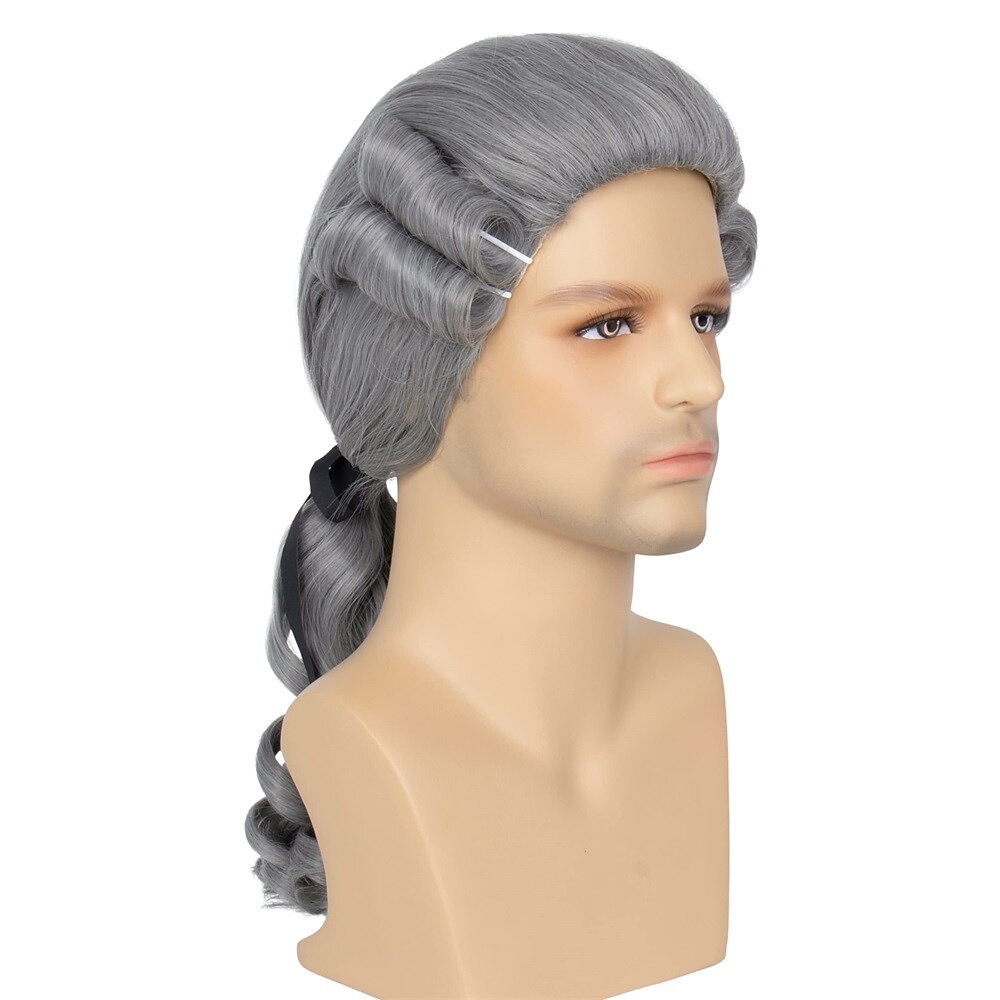Pánská koloniální paruka soudce z 18. století karnevalová cosplay paruka Halloweenské paruky 2025 - $20.99 –P13