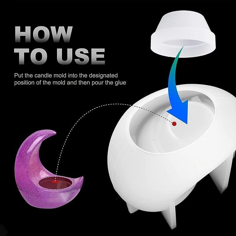 Moon Shape Candle Holder Resin Molds, 3D Silicone Molds For Candles,Moon Shape Resin Molds, Epoxy Resin Molds, Moon Shape Resin Mold For Candle Ornament Making, Resin, Clay Craft, Home Decoration 2025 - $12.49 –P6