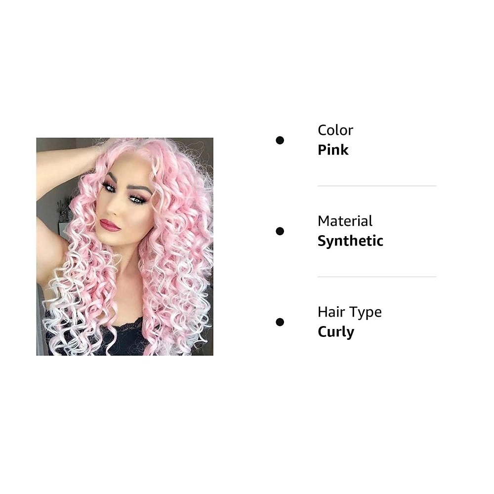 lange roze krullende pruiken voor vrouwen hitte synthetische golvende krullende pruik gelaagde gezwollen haar vervangende pruik losse krullen dagelijkse feestpruik 2025 - $24.99 –P5