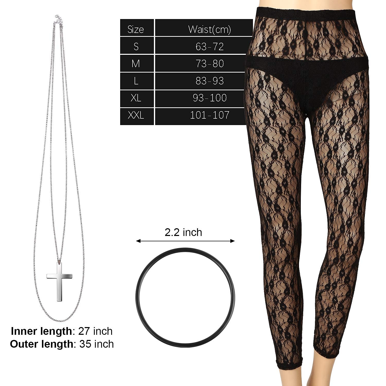 Jaren '80 Handschoenen Ketting Leggings Jaren 80 feestmeisje Kostuum Dames Maskerade Feest / Uitgaan Prideparade Trots maand Volwassenen 1 Armband Broeken Handschoenen 2026 - $24.99 –P3