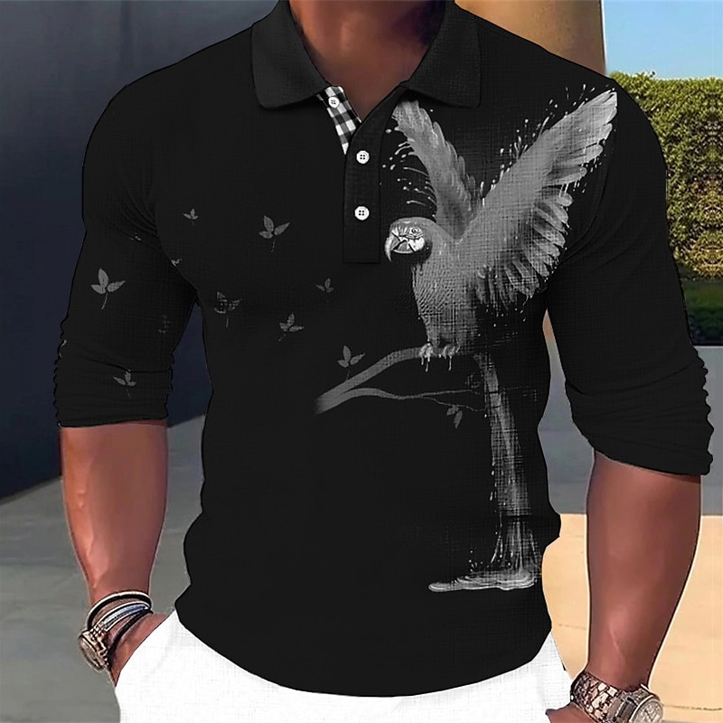 Homme Perroquet Polos Hawaïens Chemise de golf manche longue Polos Chemises à Col Occasionnel Drôle Tenue de plage Vêtements de vacances Tenues de fête Boutons Impression 3D Automne & Hiver Jaune de 2025 ? $23.99 –P5