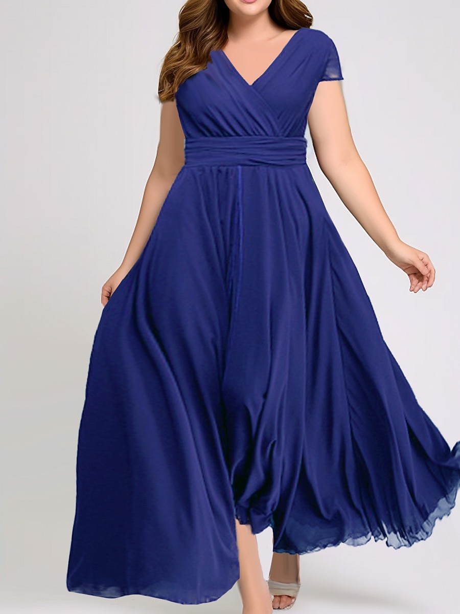 robe longue Femme Grande Taille Robe de bal Manche Courte Eté Printemps Automne - Mode Soirée Moderne Ruché Couleur monochrome Col V Vacances 2023 Noir Blanche Jaune Vert Claire Vin Rouge Bleu Vert de 2025 ? $31.99 –P5