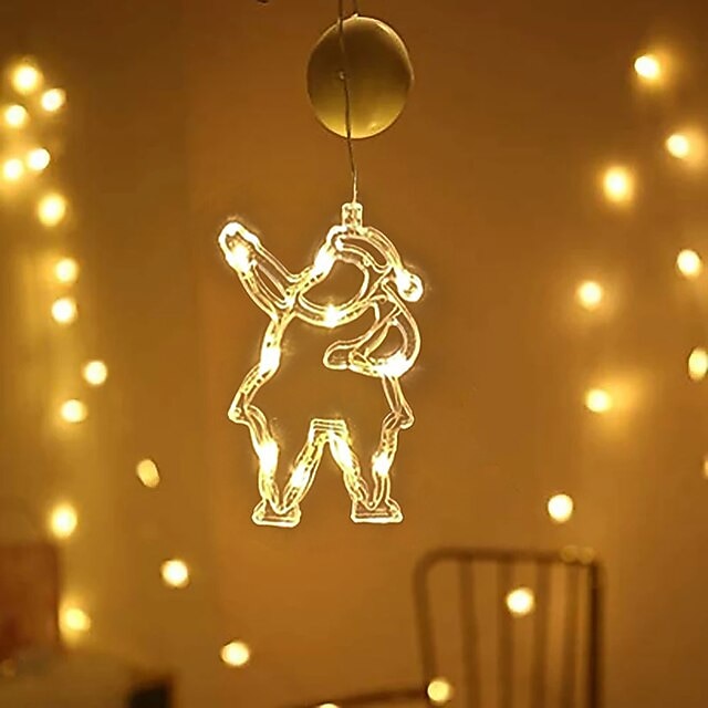 Christmas Decor Night Light Santa Elk Angel Heart LED Light Battery Powered Suction Cup Window Chandelier Xmas Tree New Year Party Holiday Home Decoration 2025 - CAD $9.99 –P15
