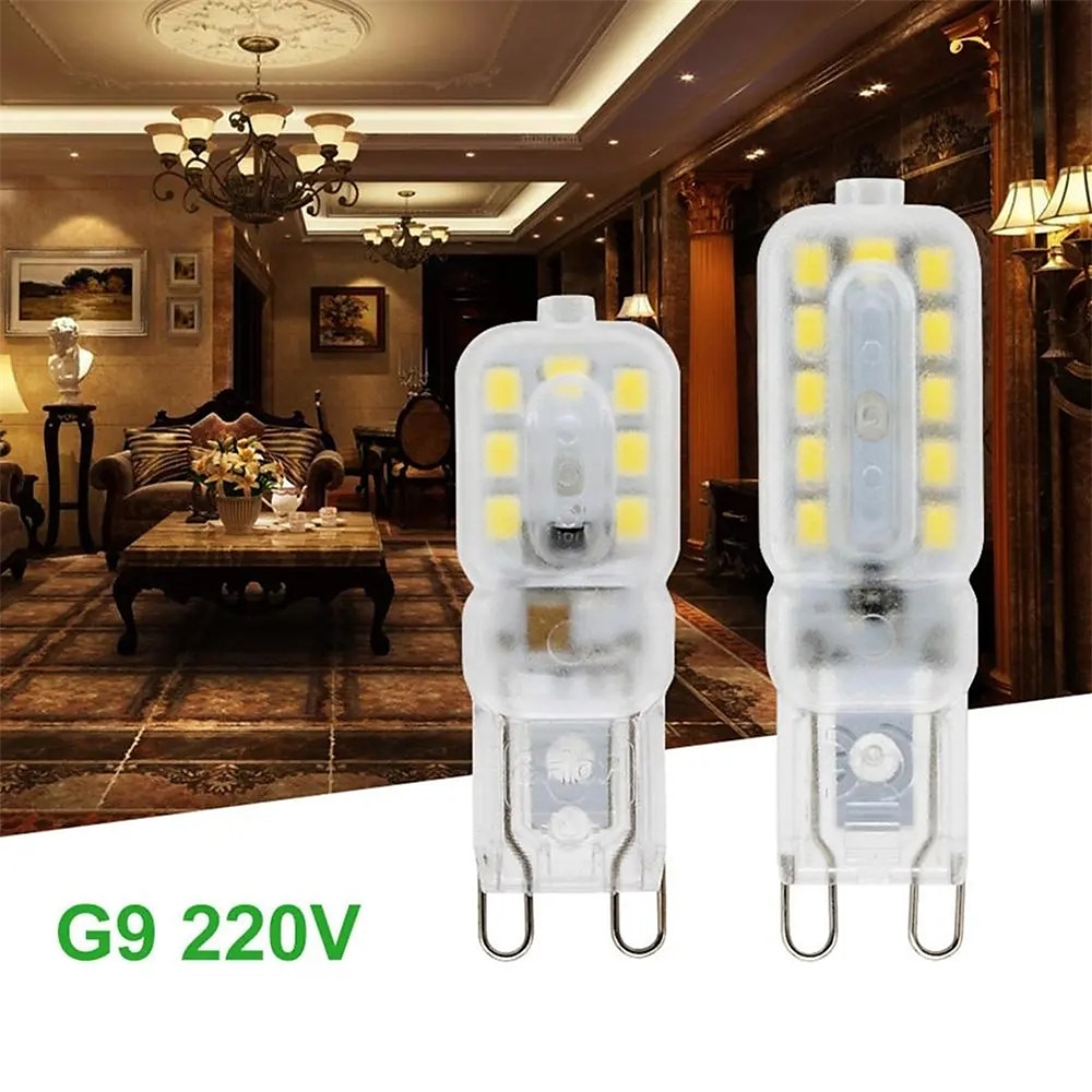 2025年 10 個 g9 LED ライト調光可能な電球 3 ワット 5 ワット smd 2835 スポットライトクリスタルシャンデリア交換 20 ワット 30 ワットハロゲンランプ照明 ac 220v  コレクション – $21.99 –P1