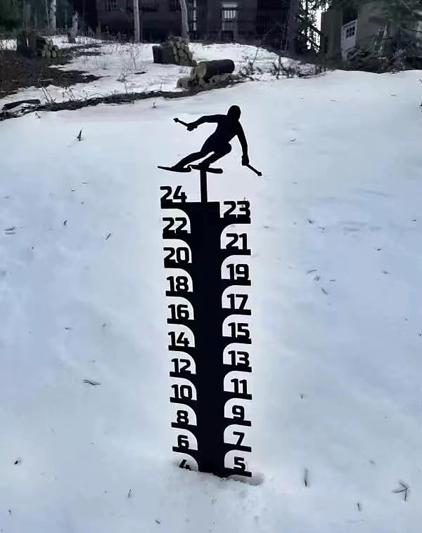 Outdoor Snow Gauge, 24 Inches Winter Snowflake, Snowman, Elk Metal Iron Ruler, Manual Metal Snow Measuring Stick Garden Pile, Christmas Rain Gauge Outdoor Decoration Gift 2025 - $18.99 –P6