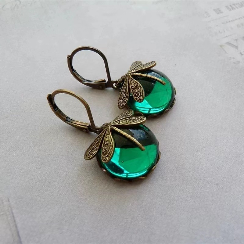 1 Paar Vintage-Ohrhänger mit libellengrünem Kristall, Boho-Ohrringe, Schmuckpakete, Muttertagsgeschenke, Geburtstagsgeschenke, Weihnachtsgeschenke, Geschenke für Frauen und Mädchen, Partygeschenke 2025 - $9.49 –P2