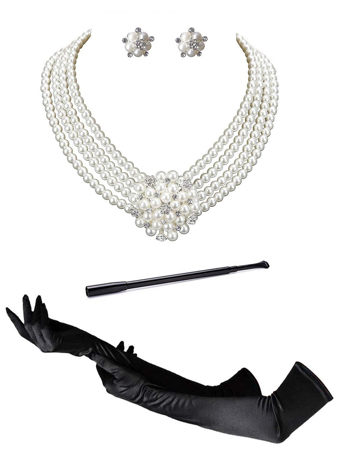 Epocă Anii 1920 Gatsby Set accesorii Charleston Invitat la nuntă Costume de fancy Pentru femei Mascaradă Recepția de Nuntă Petrecerea Burlăcițelor Festival Adulți Mănuși Toate Sezoanele 2026 - $34.99 –P9
