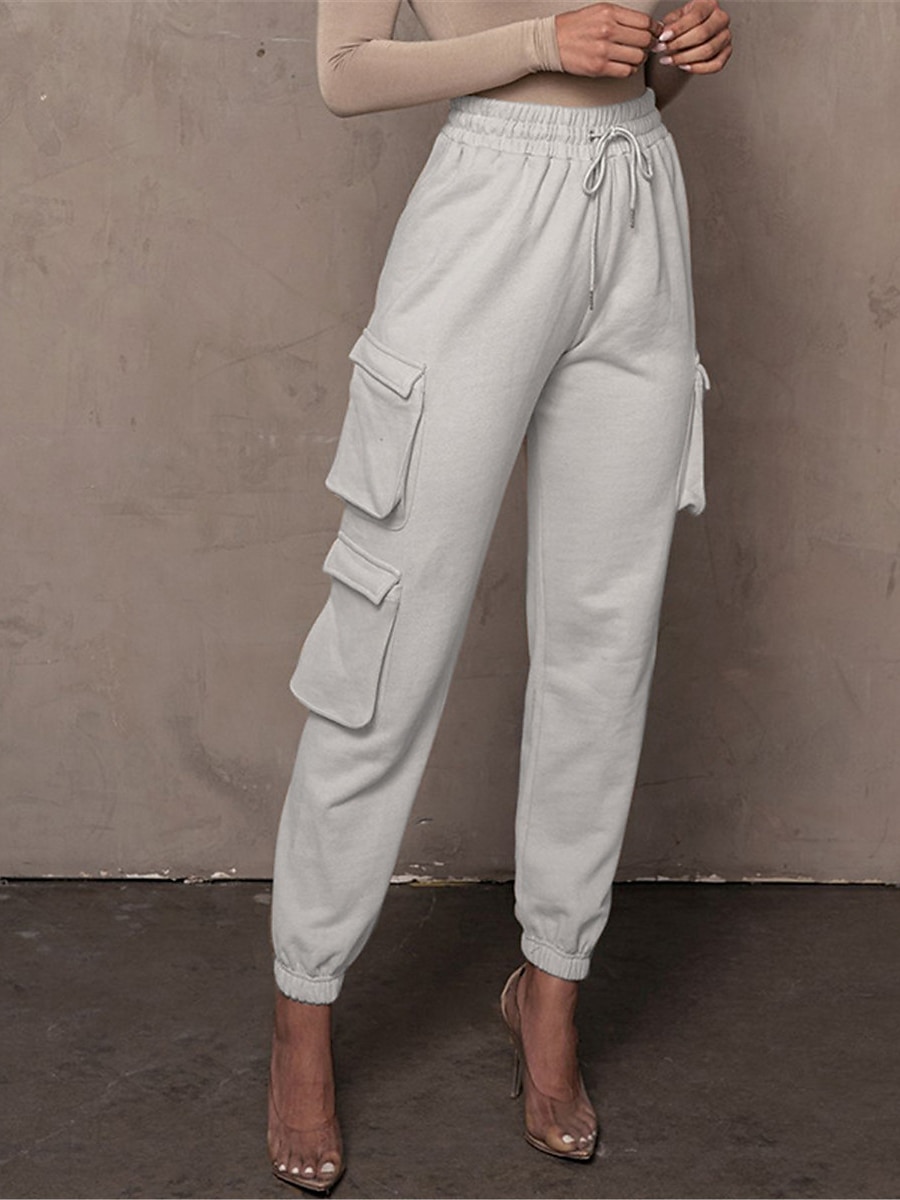dámské cargo khaki kalhoty dlouhé bavlněné mikroelastické vysoký pas móda streetwear denní jablko zelená černá s m podzim zima 2025 - $29.99 –P13