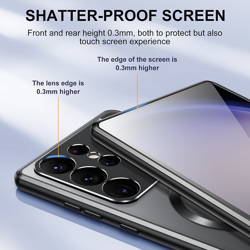 Phone Case For Samsung Galaxy S25 Ultra S24 Ultra S23 Ultra S22 Ultra Back Cover Magnetic Adsorption Ultra Thin Case with Stand Holder Slim Translucent Transparent PC Metal 2025 - $29.99 –P5