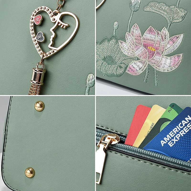 نسائي حقيبة يد حقيبة كروس حقيبة كتف حقيبة بوسطن جلد PU الأماكن المفتوحة مناسب للبس اليومي مناسب للعطلات تعليقه سنسال سحاب سعة كبيرة مقاوم للماء مضاعف لون الصلبة تطريز زهور أسود أبيض أحمر 2026 - $34.99 –P9