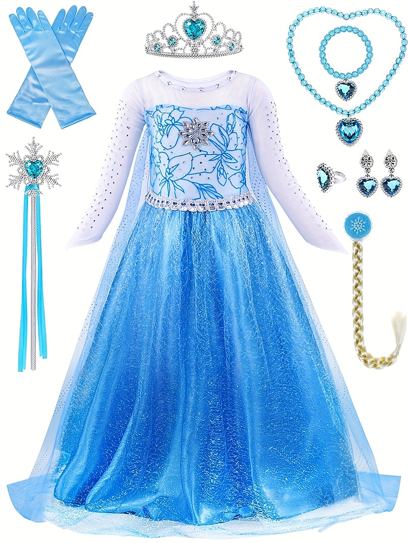 Frozen Cuento de Hadas Princesa Elsa Vestido de niña de las flores Disfraz de fiesta temática Vestidos de tul Cosplay Cosplay de película for Chica Niños Navidad Carnaval Mascarada Boda Invitado a la 2025 - $38.99 –P1