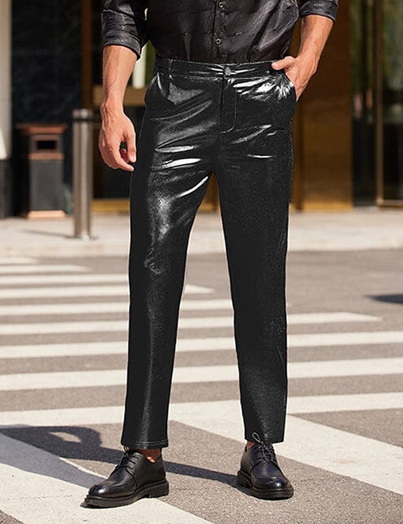 Amazon.com: Mens Faux Leather Shiny Pants Leggings Fashion Low Waist Tight  Trousers Club Stage Show Rock Band Performance,Black,XL : Clothing, Shoes &  Jewelry