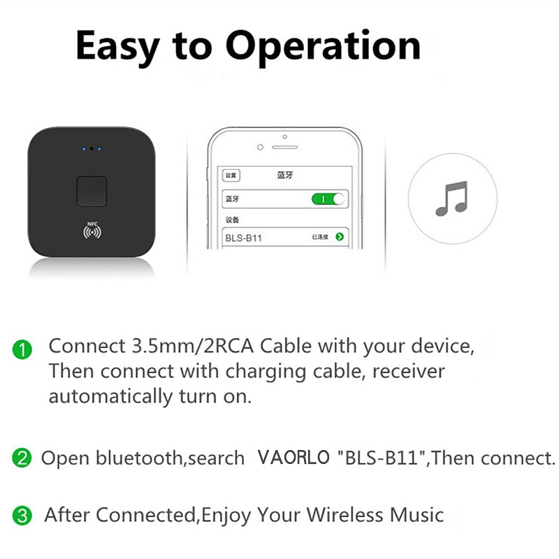 Приемник vaorlo nfc, адаптер Bluetooth 5,0 с разъемом 3,5 мм aux для автомобильного комплекта, динамик и наушники, беспроводной приемник, стерео музыка 2025 - $22.99 –P11
