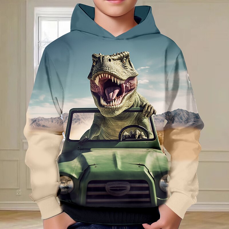 Pojkar 3D Dinosaurie Huvtröja Pullover Långärmad 3D-tryck Höst Vinter Mode Streetwear Häftig Barn 3-12 år Utomhus Ledigt Dagligen Normal 2025 - $18.99 –P3