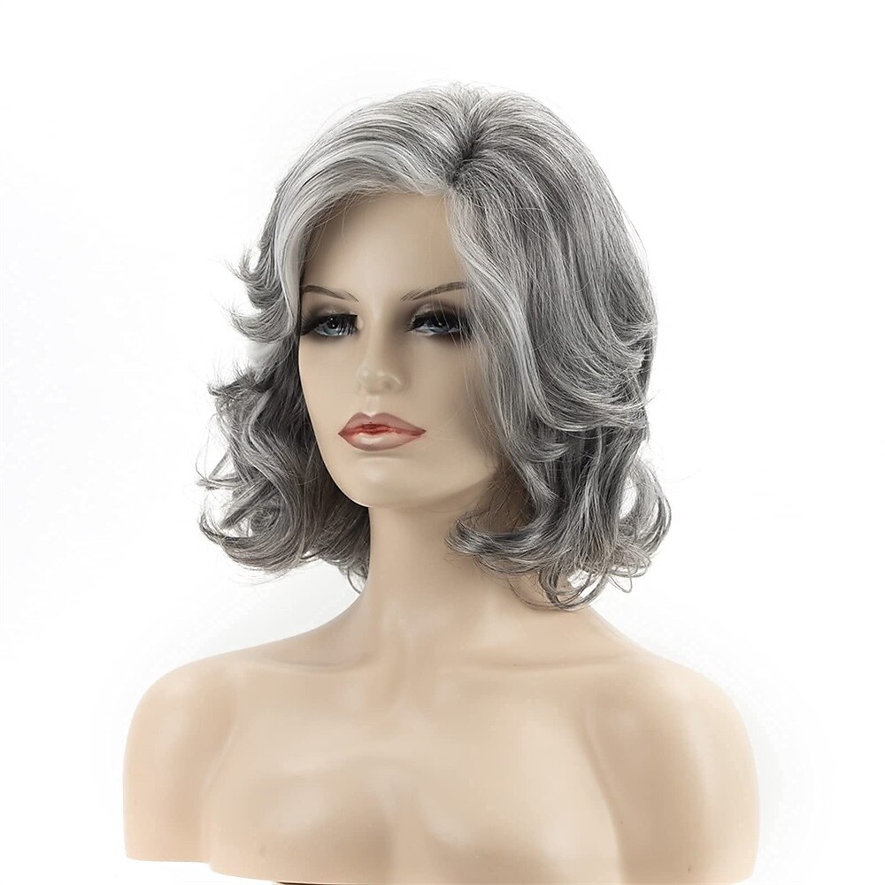 Short Grey Pixie Cut Wigs for Women layered Synthetic Hair Mixed Gray Wig with White Bangs Natural Wavy Wigs for Old Lady 2025 - $24.99 –P3