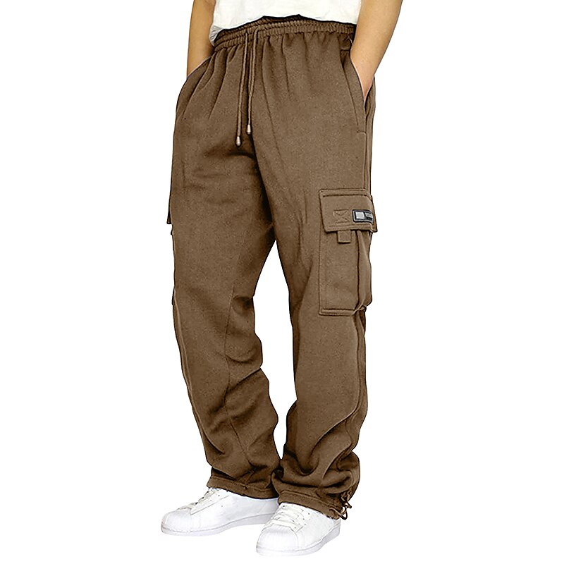 Men's Sweatpants Joggers Trousers Cargo Sweatpants Pocket Plain Comfort Breathable Outdoor Daily Going out Fashion Casual Dark Khaki Black 2025 - $18.49 –P8