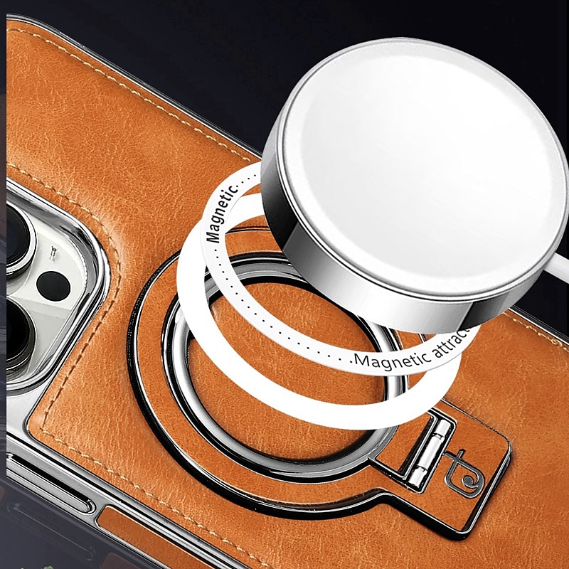 Phone Case For iPhone 16 15 14 Pro Max Plus 13 12 Pro Max Back Cover Magnetic Adsorption with Stand Holder Magnetic Full Body Protective Retro TPU PU Leather 2026 - $23.99 –P13