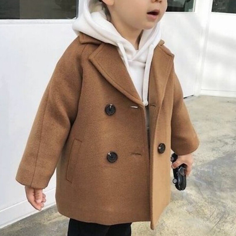 Barn Pojkar Yllerock Ytterkläder Ensfärgat Rutig Långärmad Täcka Skola Mode Förtjusande Grundläggande Galler Svart Rubinrött Vår Höst 3-7 år 2025 - $26.99 –P5