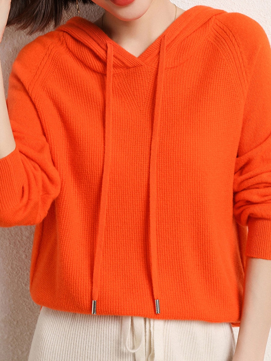 Dam Pullover tröja Stylish Ledigt Mjukt Ensfärgat Ribbad Huva Förstoringar Långärmad Vanliga toppar Sticka Utomhus Dagligen Utekväll Svart Kamel Höst Vinter 2025 - GBP £28.2 –P8