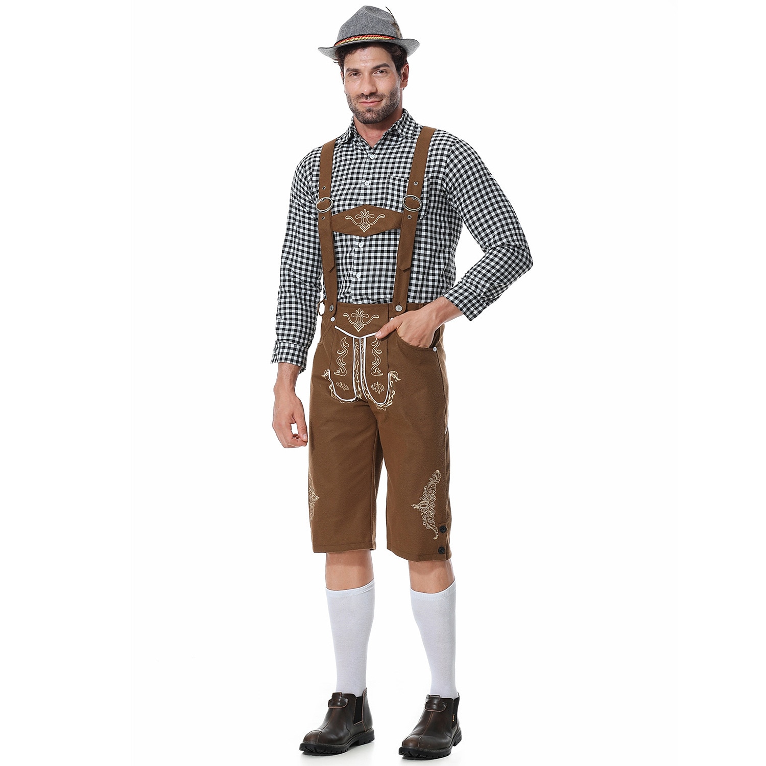 Oktoberfest Lederhosen Hemd Bayerisch Bayerisch Deutsch Wiesn Herren Stoff im traditionellen Stil Bluse Shorts Hut 2026 - HUF 24835 –P5