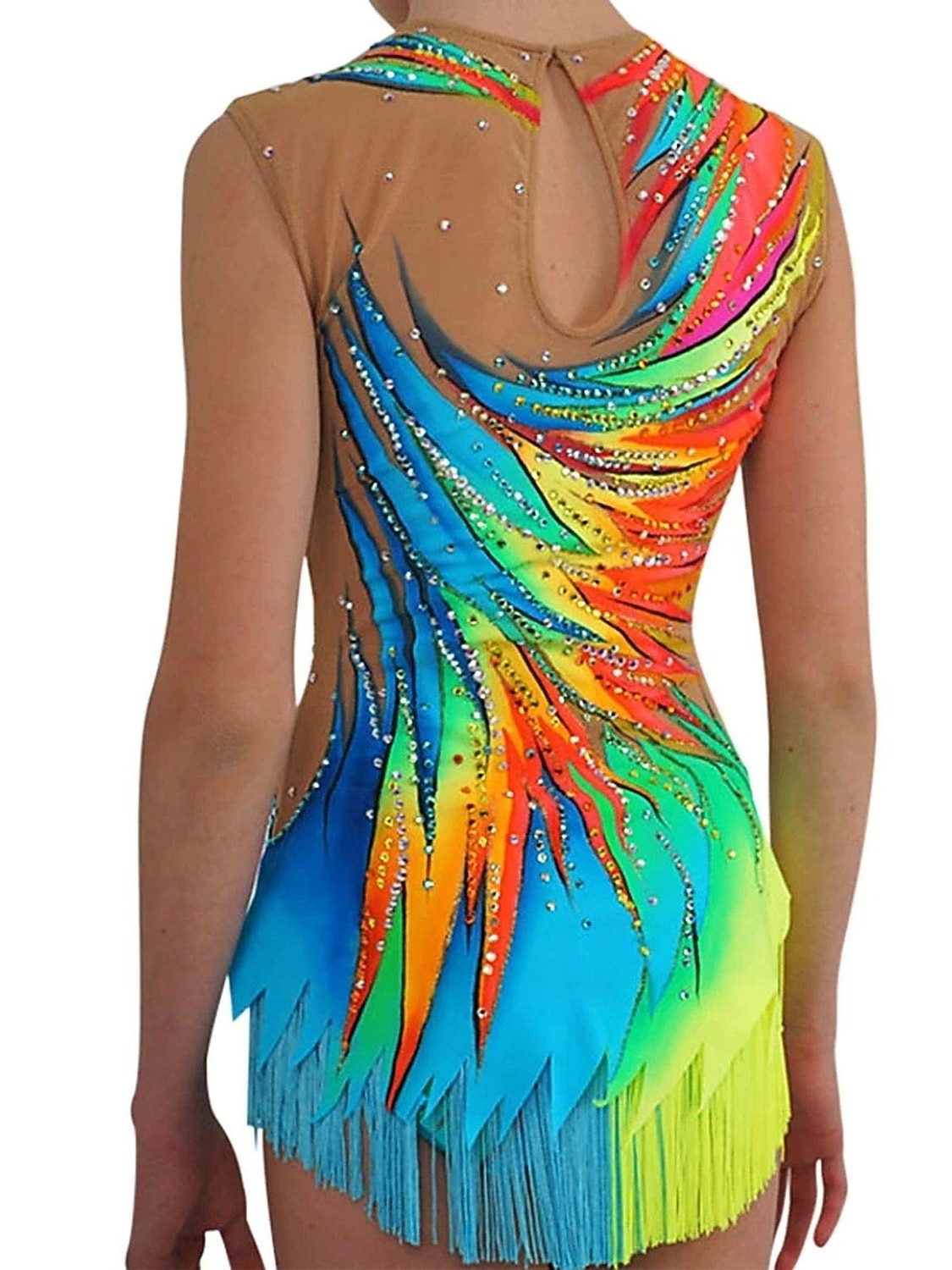 Eiskunstlaufkleid Damen Mädchen Eislaufen Kleider Blau Quaste elastisch Ausbildung Wettbewerb Eiskunstlaufkleidung Kristalle Ärmellos Eislaufen Eiskundstlauf 2026 - $199.99 –P2