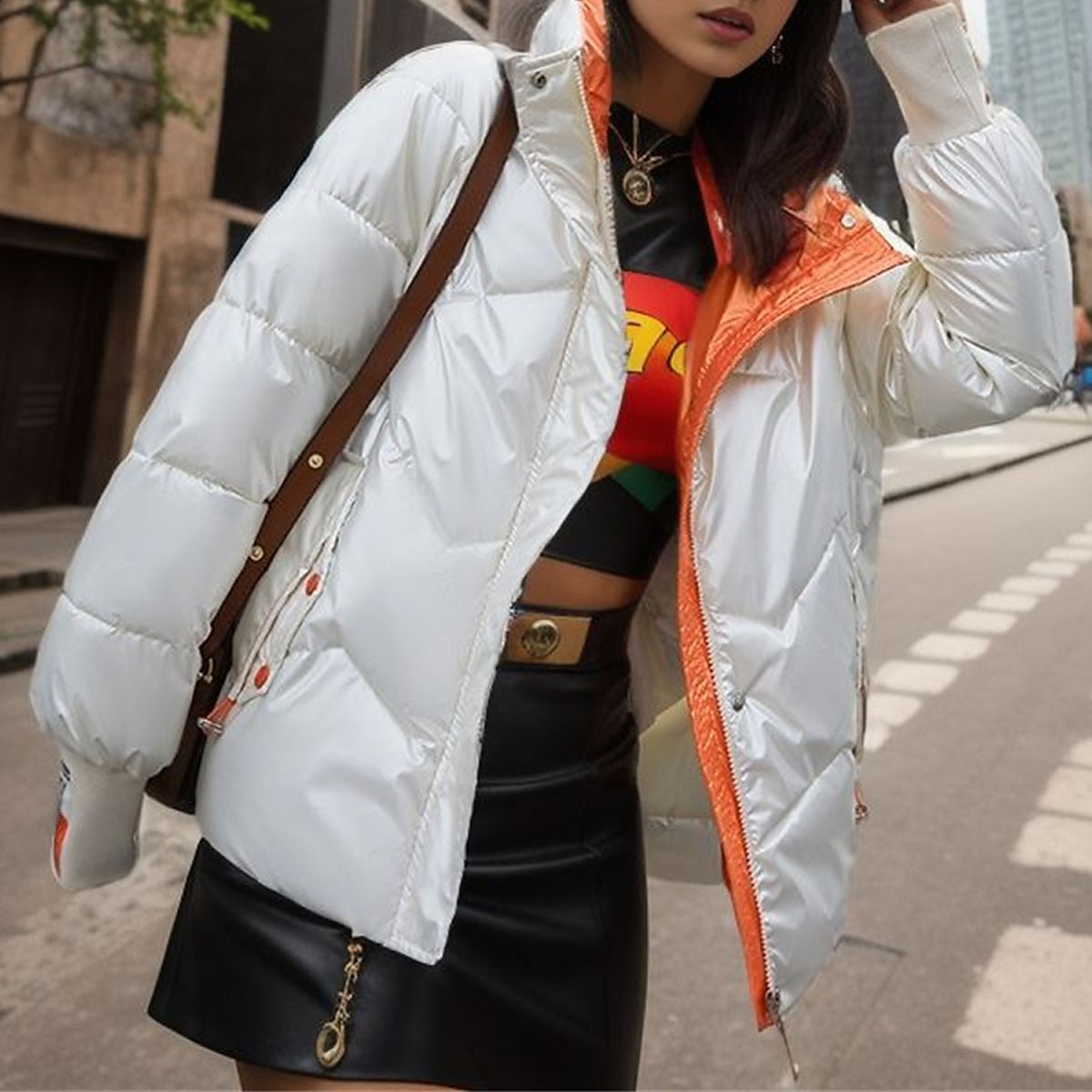 Women's Puffer Coat Qulied Jacket Winter Waterproof Parka Silver Winter Coat Windproof Warm Zip up Outerwear with Pockets Fashion Street Outerwear Long Sleeve 2024 - $41.99 –P6