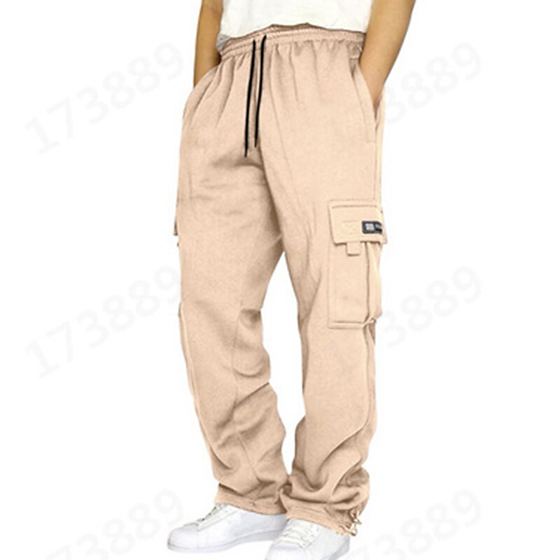 Men's Sweatpants Joggers Trousers Cargo Sweatpants Pocket Plain Comfort Breathable Outdoor Daily Going out Fashion Casual Dark Khaki Black 2025 - $18.49 –P10