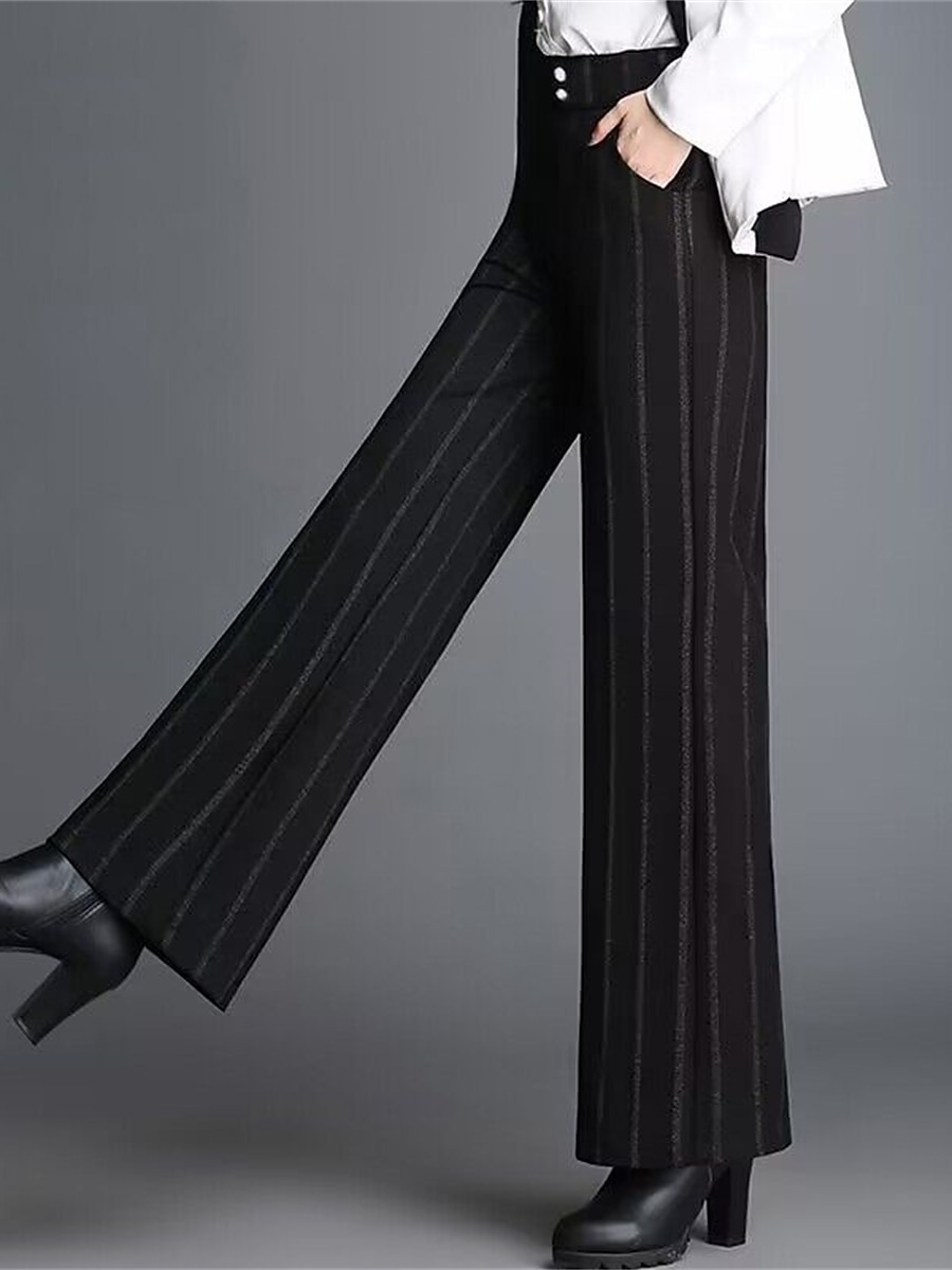 Women‘s Wide Leg Dress Pants Striped Trousers Full Length Fashion Streetwear Street Daily pinstripes XXXL Fall Winter 2023 - US $22.99 –P8