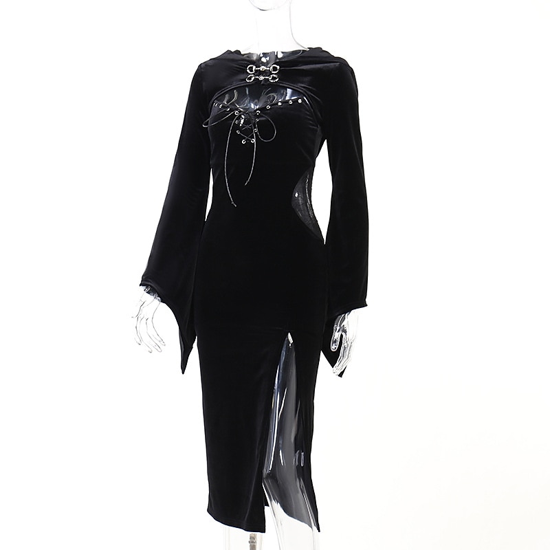 Punk a gotika Sexy kostým Šaty Cosplay kostým Šaty s rozparkem Zvonové Morticia Addamsová Maškarní kostým Dámské Fantazie předvečer Všech svatých Karneval Plesová maškaráda Večírek Klub Dospělé Šaty 2025 - $34.99 –P13