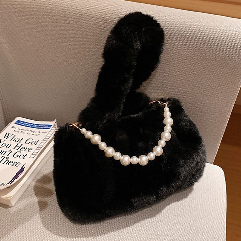 Dámské Kabelka Taška přes rameno Plyšová taška Nadýchaná taška Umělá kožešina Párty Valentýn Denní Perličky Řetízek Velká kapacita Lehká váha Odolné Pevná barva Černá Bílá Světlá růžová 2025 - $14.99 –P13