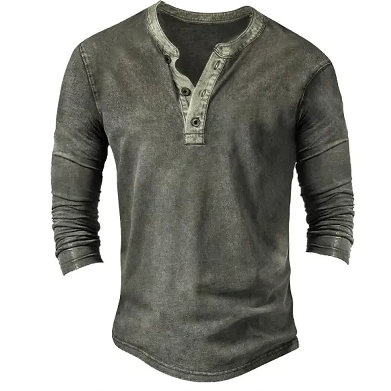 Férfi Gombos póló Póló Henley ing Tee Top Hosszú ujj Henley Tavasz & Ősz Színes Divat Dizájn Alap Vakáció Utca Alkalmi Sötétkék Lóhere Kávé Férfi felső póló 2025 - $7.39 –P1